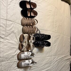 Set of Baby Shoes in Black, Tan, and White